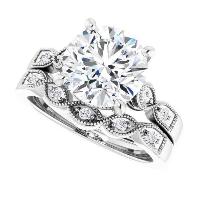 3.17 Round Diamond EF/VS1+ Vintage Sidestone Engagement Ring in 14KW | AllComponents_View5 3.17 Round Diamond EF/VS1+ Vintage Sidestone Engagement Ring in 14KW | AllComponents_View5