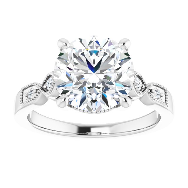 3.17 Round Diamond EF/VS1+ Vintage Sidestone Engagement Ring in 14KW | ViewS 3.17 Round Diamond EF/VS1+ Vintage Sidestone Engagement Ring in 14KW | ViewS