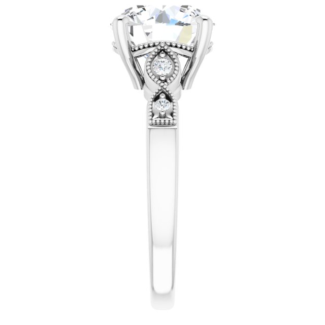 3.17 Round Diamond EF/VS1+ Vintage Sidestone Engagement Ring in 14KW | ViewE 3.17 Round Diamond EF/VS1+ Vintage Sidestone Engagement Ring in 14KW | ViewE