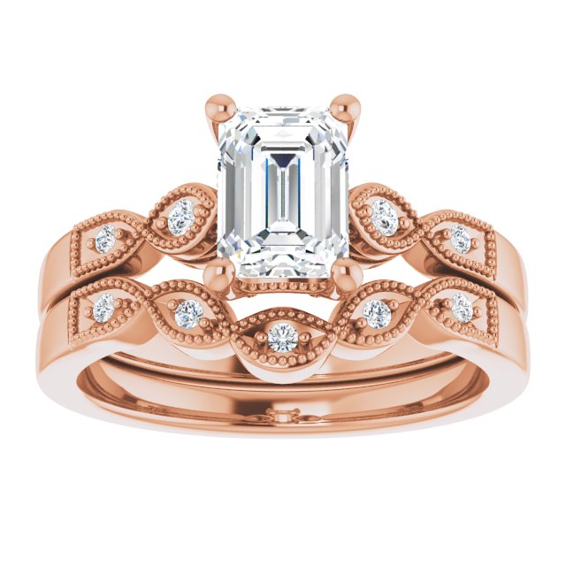 1.06 Emerald Diamond GH/VS2+ Vintage Sidestone Engagement Ring in 18KR | AllComponents_ViewS 1.06 Emerald Diamond GH/VS2+ Vintage Sidestone Engagement Ring in 18KR | AllComponents_ViewS