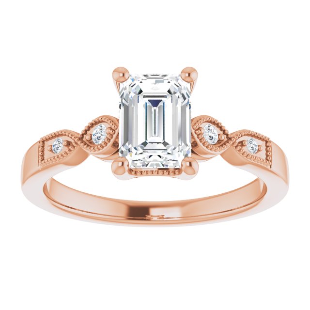 1.06 Emerald Diamond GH/VS2+ Vintage Sidestone Engagement Ring in 18KR | ViewS 1.06 Emerald Diamond GH/VS2+ Vintage Sidestone Engagement Ring in 18KR | ViewS