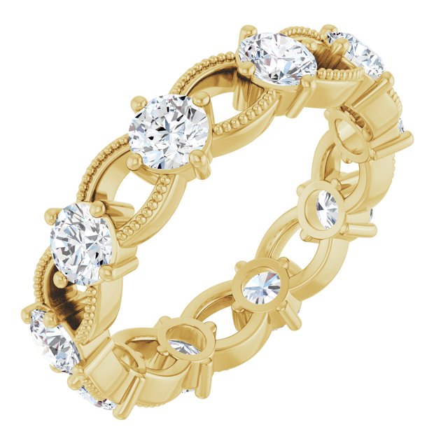 Vintage 2.30 tcw Round Lab-Grown D/VVS2+ Eternity Ring in 18KY | ViewA Vintage 2.30 tcw Round Lab-Grown D/VVS2+ Eternity Ring in 18KY | ViewA