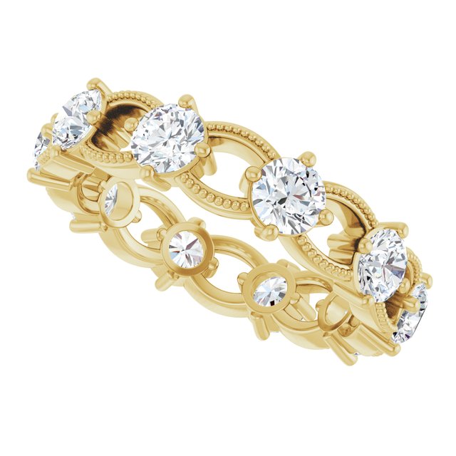 Vintage 2.30 tcw Round Lab-Grown D/VVS2+ Eternity Ring in 18KY | View5 Vintage 2.30 tcw Round Lab-Grown D/VVS2+ Eternity Ring in 18KY | View5