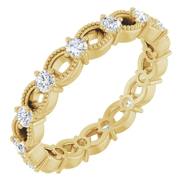 Vintage 0.70 tcw Round Diamond D/VVS2+ Eternity Ring in 18KY | ViewA Vintage 0.70 tcw Round Diamond D/VVS2+ Eternity Ring in 18KY | ViewA
