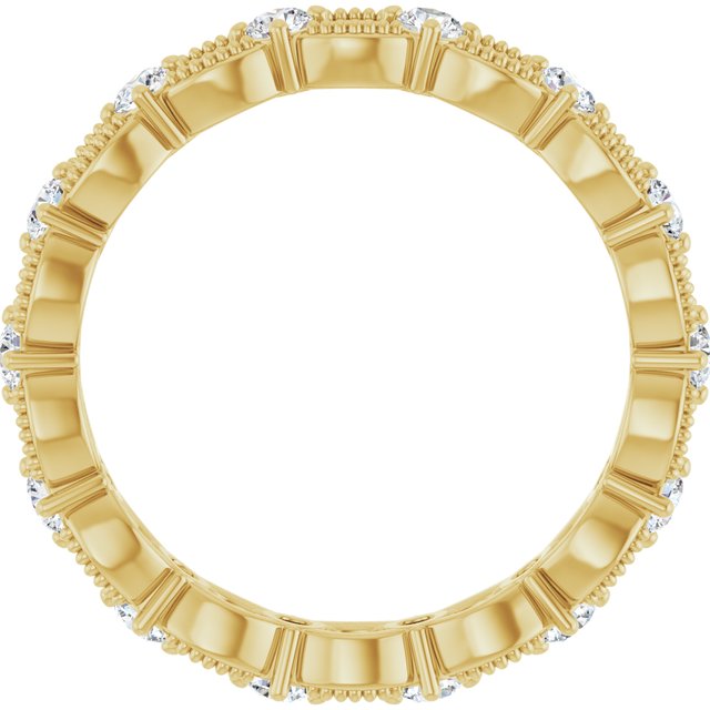 Vintage 0.70 tcw Round Diamond D/VVS2+ Eternity Ring in 18KY | ViewB_4 Vintage 0.70 tcw Round Diamond D/VVS2+ Eternity Ring in 18KY | ViewB_4