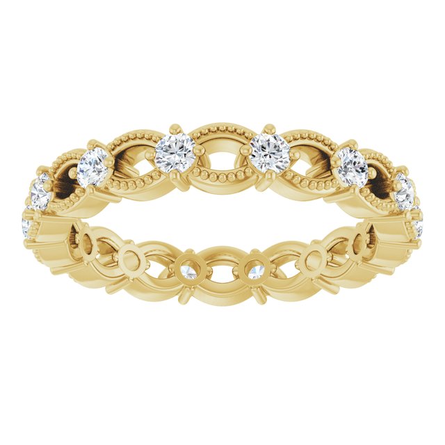 Vintage 0.70 tcw Round Diamond D/VVS2+ Eternity Ring in 18KY | ViewS Vintage 0.70 tcw Round Diamond D/VVS2+ Eternity Ring in 18KY | ViewS