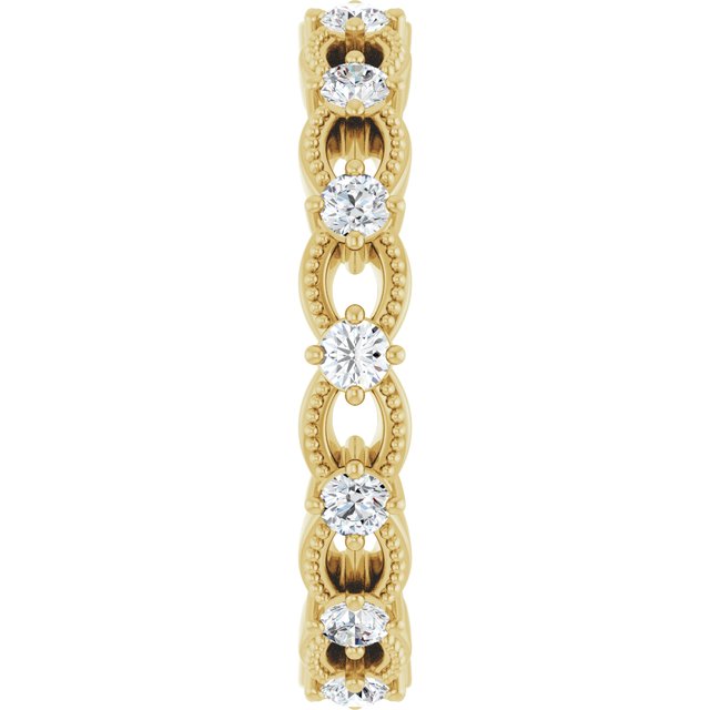Vintage 0.70 tcw Round Diamond D/VVS2+ Eternity Ring in 18KY | ViewE Vintage 0.70 tcw Round Diamond D/VVS2+ Eternity Ring in 18KY | ViewE