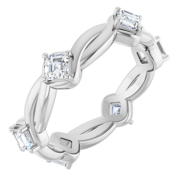 Cable 0.78 tcw Asscher Moissanite DEF/VVS Eternity Ring in 14KW | ViewA Cable 0.78 tcw Asscher Moissanite DEF/VVS Eternity Ring in 14KW | ViewA