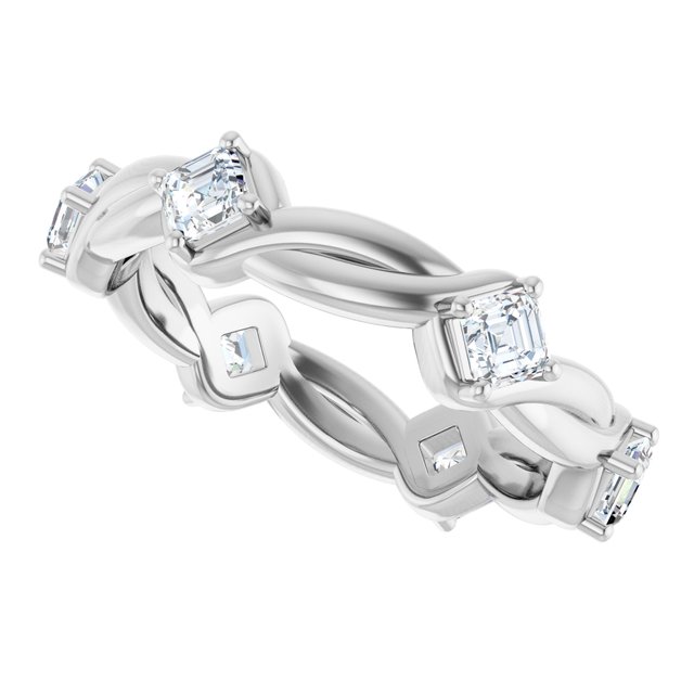 Cable 0.78 tcw Asscher Moissanite DEF/VVS Eternity Ring in 14KW | View5 Cable 0.78 tcw Asscher Moissanite DEF/VVS Eternity Ring in 14KW | View5