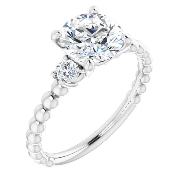 1.64 tcw Round Lab-Grown GH/VS2+ Modern Three Stone Engagement Ring in 14KW | ViewA