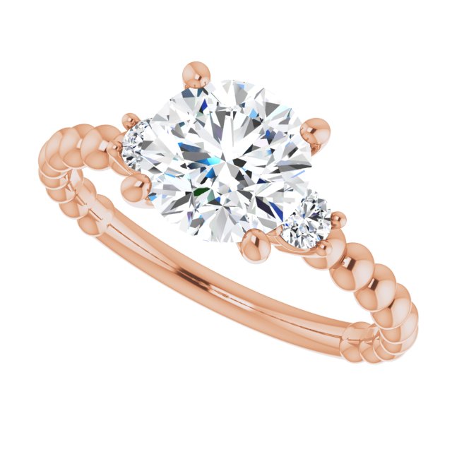 1.64 tcw Round Lab-Grown GH/VS2+ Modern Three Stone Engagement Ring in 14KR | View5 1.64 tcw Round Lab-Grown GH/VS2+ Modern Three Stone Engagement Ring in 14KR | View5