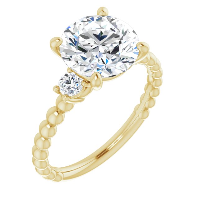 2.90 tcw Round Lab-Grown GH/VS2+ Modern Three Stone Engagement Ring in 18KY | ViewA