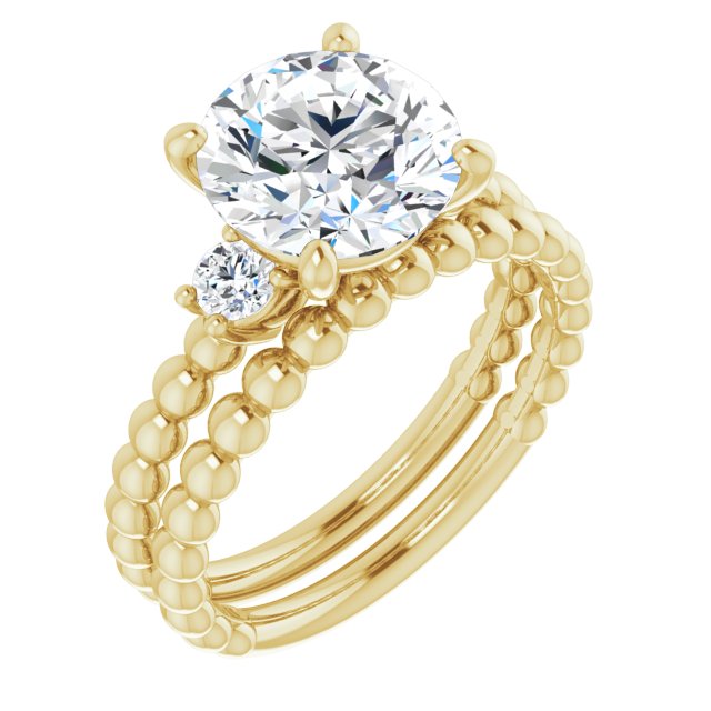 2.90 tcw Round Lab-Grown GH/VS2+ Modern Three Stone Engagement Ring in 18KY | AllComponents_ViewA