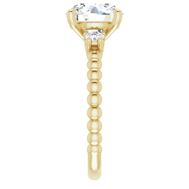 2.90 tcw Round Lab-Grown GH/VS2+ Modern Three Stone Engagement Ring in 18KY | ViewE