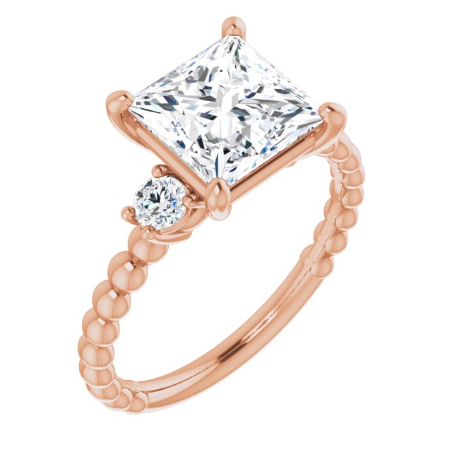 2.70 tcw Square Lab-Grown D/VVS2+ Modern Three Stone Engagement Ring in 18KR | ViewA 2.70 tcw Square Lab-Grown D/VVS2+ Modern Three Stone Engagement Ring in 18KR | ViewA