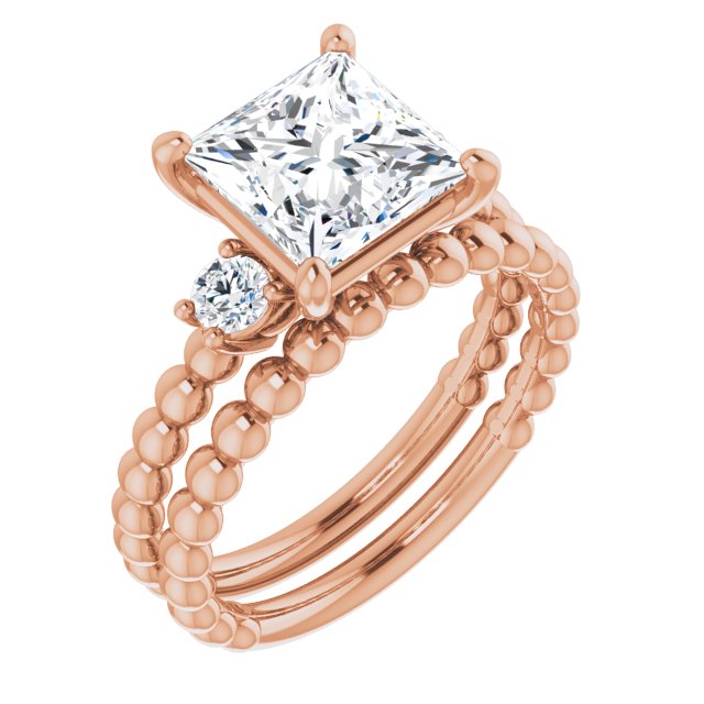 2.70 tcw Square Lab-Grown D/VVS2+ Modern Three Stone Engagement Ring in 18KR | AllComponents_ViewA 2.70 tcw Square Lab-Grown D/VVS2+ Modern Three Stone Engagement Ring in 18KR | AllComponents_ViewA