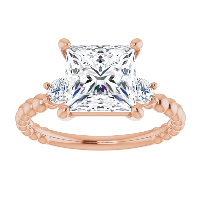 2.70 tcw Square Lab-Grown D/VVS2+ Modern Three Stone Engagement Ring in 18KR | ViewS 2.70 tcw Square Lab-Grown D/VVS2+ Modern Three Stone Engagement Ring in 18KR | ViewS