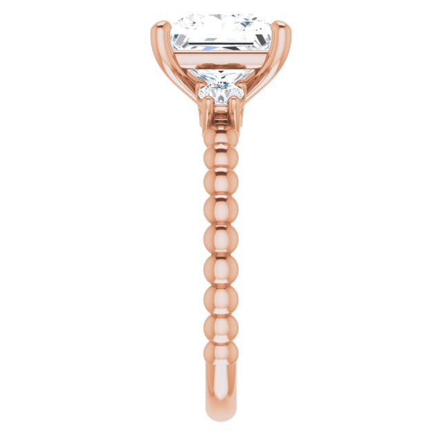 2.70 tcw Square Lab-Grown D/VVS2+ Modern Three Stone Engagement Ring in 18KR | ViewE 2.70 tcw Square Lab-Grown D/VVS2+ Modern Three Stone Engagement Ring in 18KR | ViewE