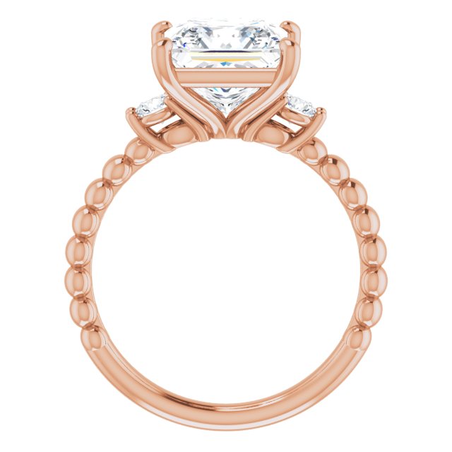 3.30 tcw Square Diamond EF/VS1+ Modern Three Stone Engagement Ring in 14KR | ViewB_4 3.30 tcw Square Diamond EF/VS1+ Modern Three Stone Engagement Ring in 14KR | ViewB_4