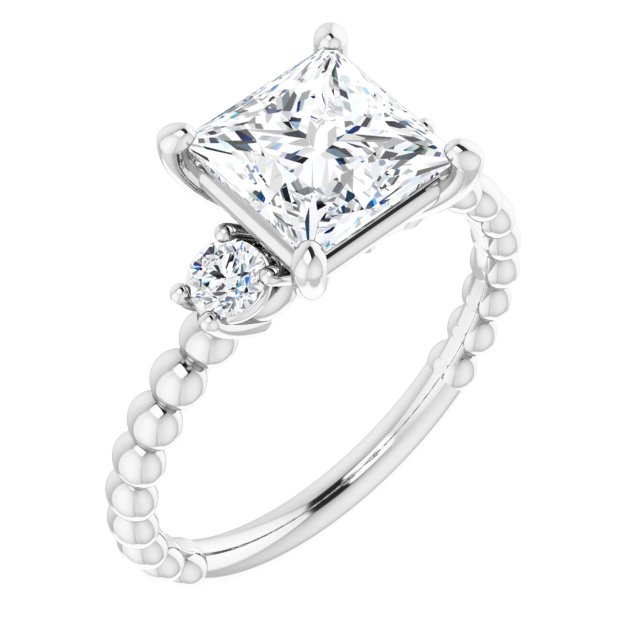 2.30 tcw Square Lab-Grown EF/VS1+ Modern Three Stone Engagement Ring in 14KW | ViewA