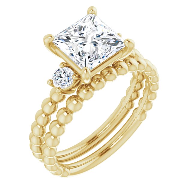 2.30 tcw Square Diamond D/VVS2+ Modern Three Stone Engagement Ring in 18KY | AllComponents_ViewA 2.30 tcw Square Diamond D/VVS2+ Modern Three Stone Engagement Ring in 18KY | AllComponents_ViewA
