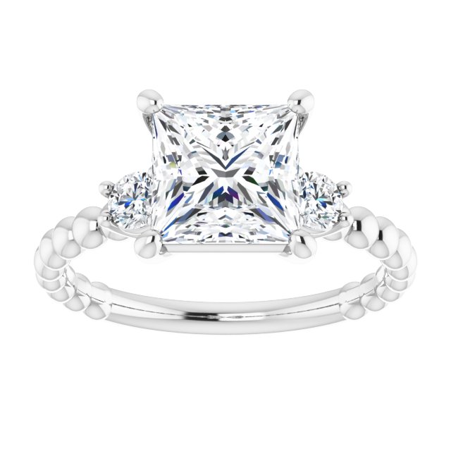 2.30 tcw Square Lab-Grown EF/VS1+ Modern Three Stone Engagement Ring in 14KW | ViewS