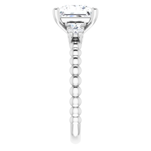 2.30 tcw Square Lab-Grown EF/VS1+ Modern Three Stone Engagement Ring in 14KW | ViewE