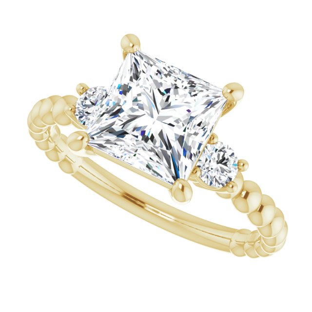 2.30 tcw Square Diamond D/VVS2+ Modern Three Stone Engagement Ring in 18KY | View5 2.30 tcw Square Diamond D/VVS2+ Modern Three Stone Engagement Ring in 18KY | View5