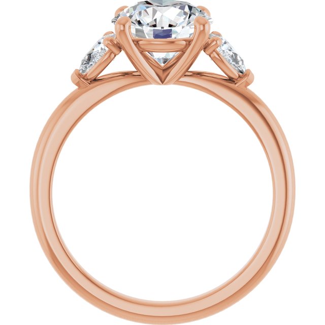 2.42 tcw Round Moissanite DEF/VVS Cathedral Three Stone Engagement Ring in 14KR | ViewB_4
