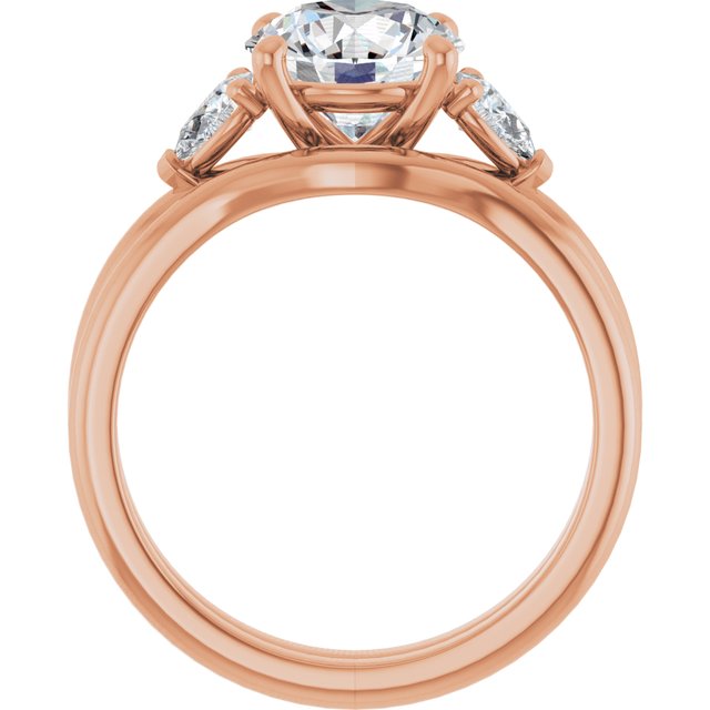 2.42 tcw Round Moissanite DEF/VVS Cathedral Three Stone Engagement Ring in 14KR | AllComponents_ViewB_4