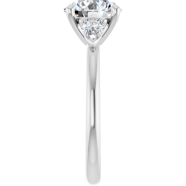 2.42 tcw Round Lab-Grown GH/VS2+ Cathedral Three Stone Engagement Ring in 14KW | ViewE