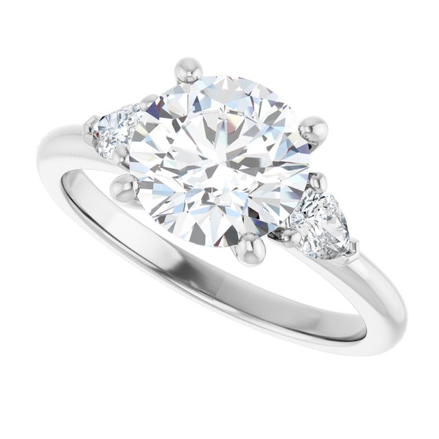 2.42 tcw Round Lab-Grown GH/VS2+ Cathedral Three Stone Engagement Ring in 14KW | View5