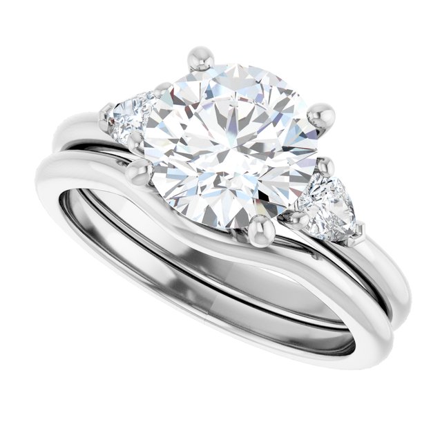 2.42 tcw Round Lab-Grown GH/VS2+ Cathedral Three Stone Engagement Ring in 14KW | AllComponents_View5