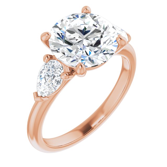 3.96 tcw Round Lab-Grown GH/VS2+ Cathedral Three Stone Engagement Ring in 18KR | ViewA 3.96 tcw Round Lab-Grown GH/VS2+ Cathedral Three Stone Engagement Ring in 18KR | ViewA