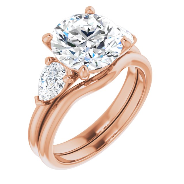 3.96 tcw Round Lab-Grown GH/VS2+ Cathedral Three Stone Engagement Ring in 18KR | AllComponents_ViewA 3.96 tcw Round Lab-Grown GH/VS2+ Cathedral Three Stone Engagement Ring in 18KR | AllComponents_ViewA