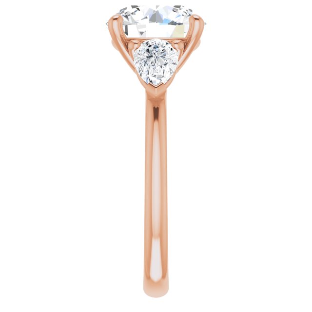 3.96 tcw Round Lab-Grown GH/VS2+ Cathedral Three Stone Engagement Ring in 18KR | ViewE 3.96 tcw Round Lab-Grown GH/VS2+ Cathedral Three Stone Engagement Ring in 18KR | ViewE