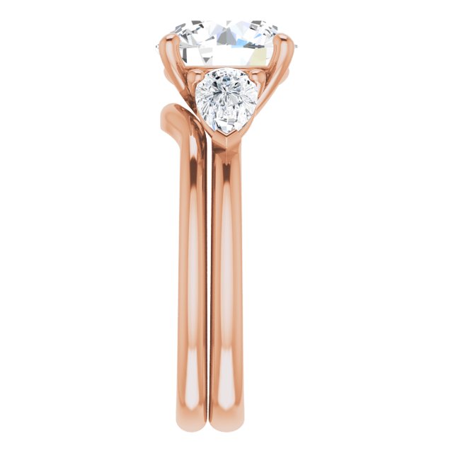3.96 tcw Round Lab-Grown GH/VS2+ Cathedral Three Stone Engagement Ring in 18KR | AllComponents_ViewE 3.96 tcw Round Lab-Grown GH/VS2+ Cathedral Three Stone Engagement Ring in 18KR | AllComponents_ViewE
