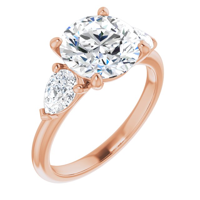 3.56 tcw Round Diamond GH/VS2+ Cathedral Three Stone Engagement Ring in 14KR | ViewA