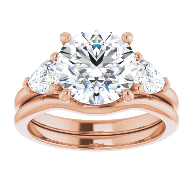 3.56 tcw Round Diamond GH/VS2+ Cathedral Three Stone Engagement Ring in 14KR | AllComponents_ViewS