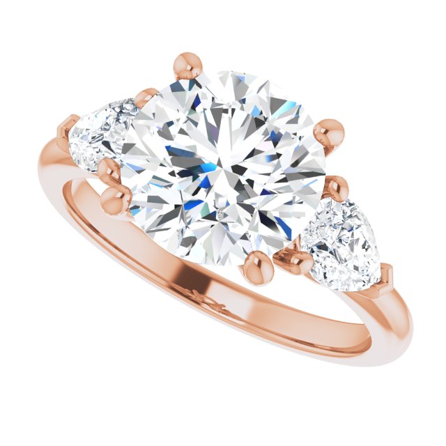 3.56 tcw Round Diamond GH/VS2+ Cathedral Three Stone Engagement Ring in 14KR | View5