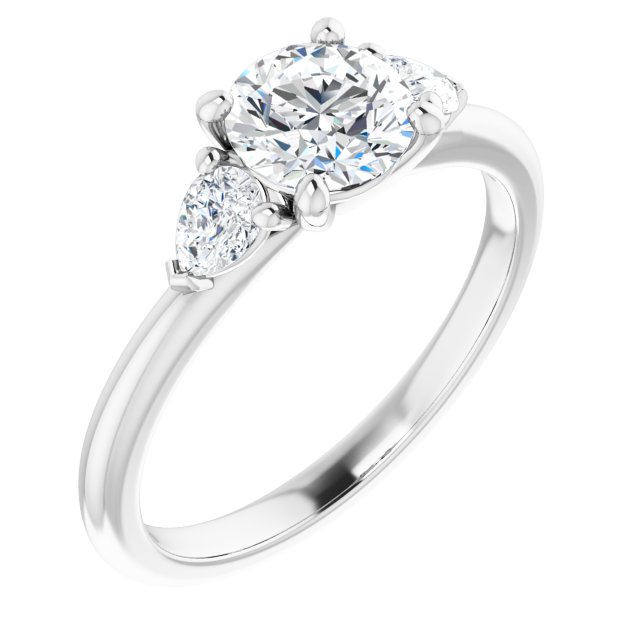 1.16 tcw Round Diamond GH/VS2+ Cathedral Three Stone Engagement Ring in 14KW | ViewA 1.16 tcw Round Diamond GH/VS2+ Cathedral Three Stone Engagement Ring in 14KW | ViewA