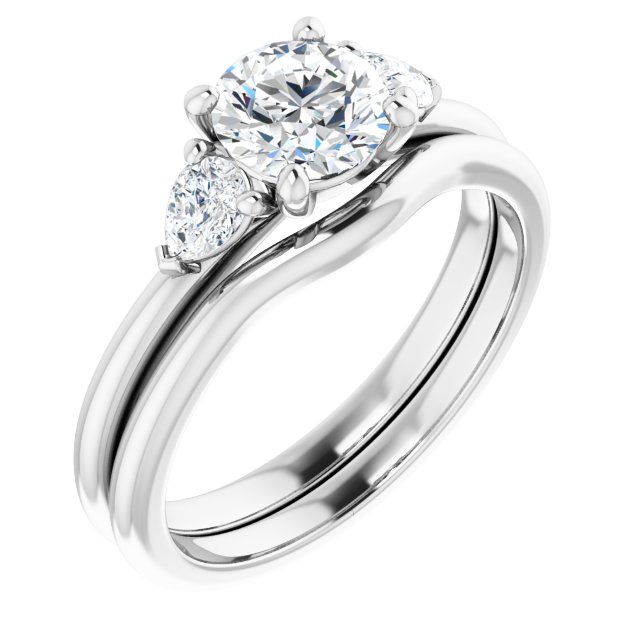 1.16 tcw Round Diamond GH/VS2+ Cathedral Three Stone Engagement Ring in 14KW | AllComponents_ViewA 1.16 tcw Round Diamond GH/VS2+ Cathedral Three Stone Engagement Ring in 14KW | AllComponents_ViewA
