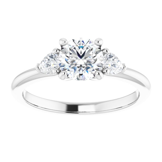 1.16 tcw Round Diamond GH/VS2+ Cathedral Three Stone Engagement Ring in 14KW | ViewS 1.16 tcw Round Diamond GH/VS2+ Cathedral Three Stone Engagement Ring in 14KW | ViewS
