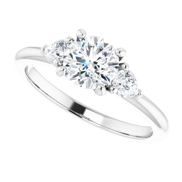 1.16 tcw Round Diamond GH/VS2+ Cathedral Three Stone Engagement Ring in 14KW | View5 1.16 tcw Round Diamond GH/VS2+ Cathedral Three Stone Engagement Ring in 14KW | View5
