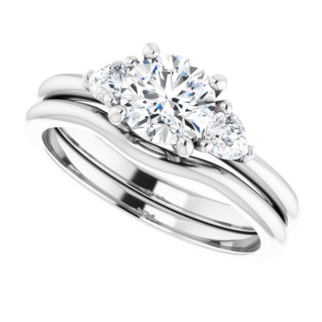 1.16 tcw Round Diamond GH/VS2+ Cathedral Three Stone Engagement Ring in 14KW | AllComponents_View5 1.16 tcw Round Diamond GH/VS2+ Cathedral Three Stone Engagement Ring in 14KW | AllComponents_View5