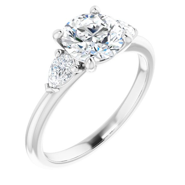 1.62 tcw Round Moissanite DEF/VVS Cathedral Three Stone Engagement Ring in PLAT | ViewA