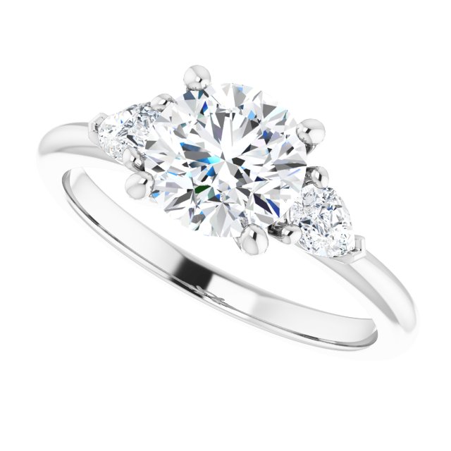 1.62 tcw Round Moissanite DEF/VVS Cathedral Three Stone Engagement Ring in PLAT | View5