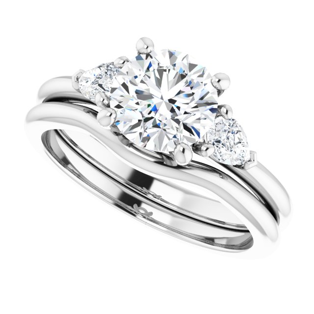1.62 tcw Round Moissanite DEF/VVS Cathedral Three Stone Engagement Ring in PLAT | AllComponents_View5