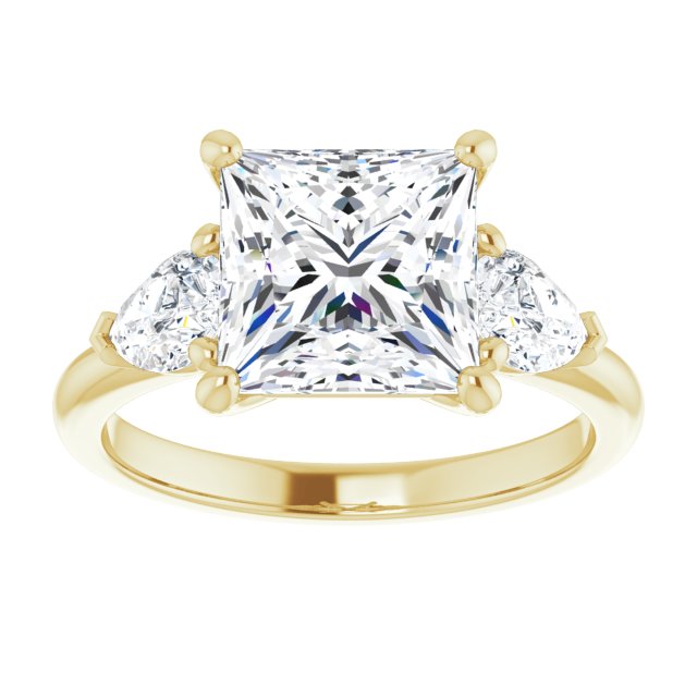 3.96 tcw Square Diamond D/VVS2+ Cathedral Three Stone Engagement Ring in 14KY | ViewS 3.96 tcw Square Diamond D/VVS2+ Cathedral Three Stone Engagement Ring in 14KY | ViewS