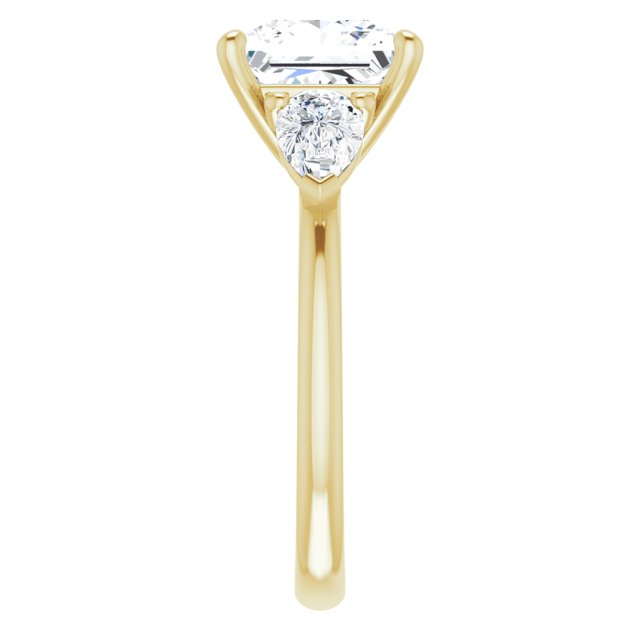 3.96 tcw Square Diamond D/VVS2+ Cathedral Three Stone Engagement Ring in 14KY | ViewE 3.96 tcw Square Diamond D/VVS2+ Cathedral Three Stone Engagement Ring in 14KY | ViewE